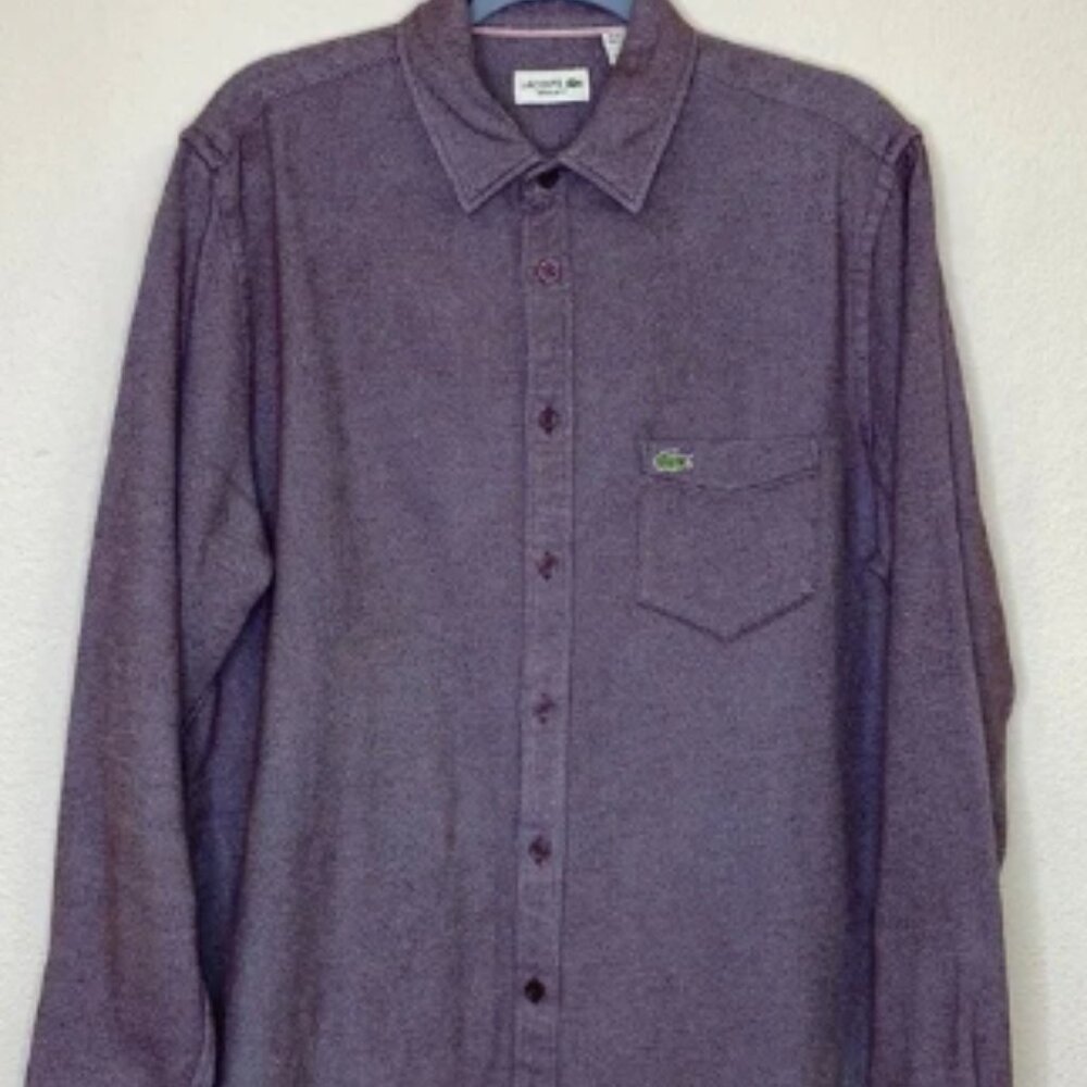 Lacoste Woven Long Sleeve Shirt Size Large